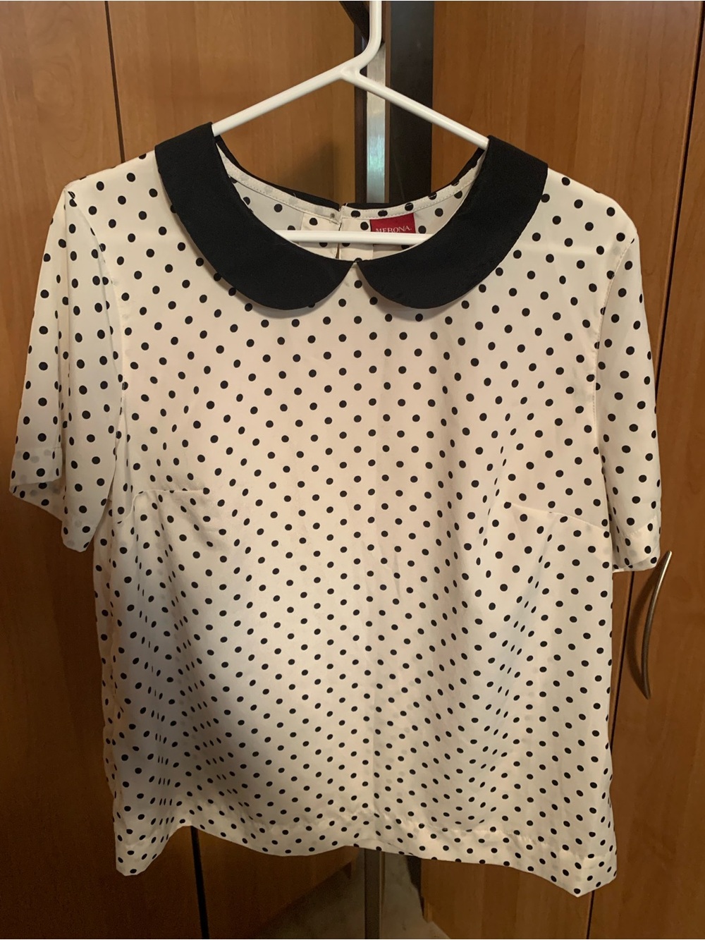 Merona Black-and-White Polka Dot Peter Pan Collar Blouse